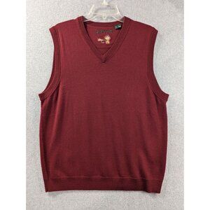 Orvis Mens Merino Wool Burgundy Sleeveless V-Neck Sweater Vest Size L